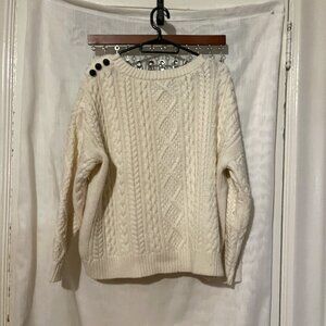 Primark Women's Pullover Sweater Ivory Cable Knit